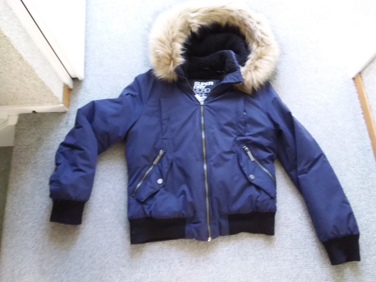 Superdry Microfibre International Jacket Co. met bontkraag, Maat 38/40 (M), Ophalen of Verzenden, Gedragen, Superdry