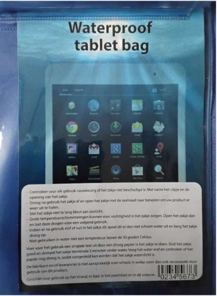 Waterproof tablet bag, Ophalen, Nieuw, 10 inch, Bescherming voor- en achterkant