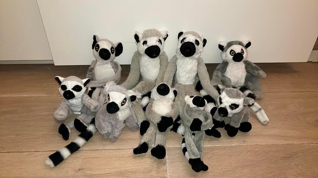 Ringstaartmaki maki aap, Kinderen en Baby's, Speelgoed | Knuffels en Pluche, Grijs, Ophalen of Verzenden, Middelgroot (20 tot 80 cm)