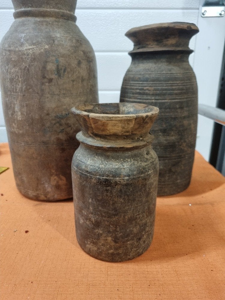 houten kruiken oud nepalese drie stuks, Ophalen of Verzenden, 'T Olde Gre-j, Info@toldegrej.nl, Endepoelstraat 20f Didam