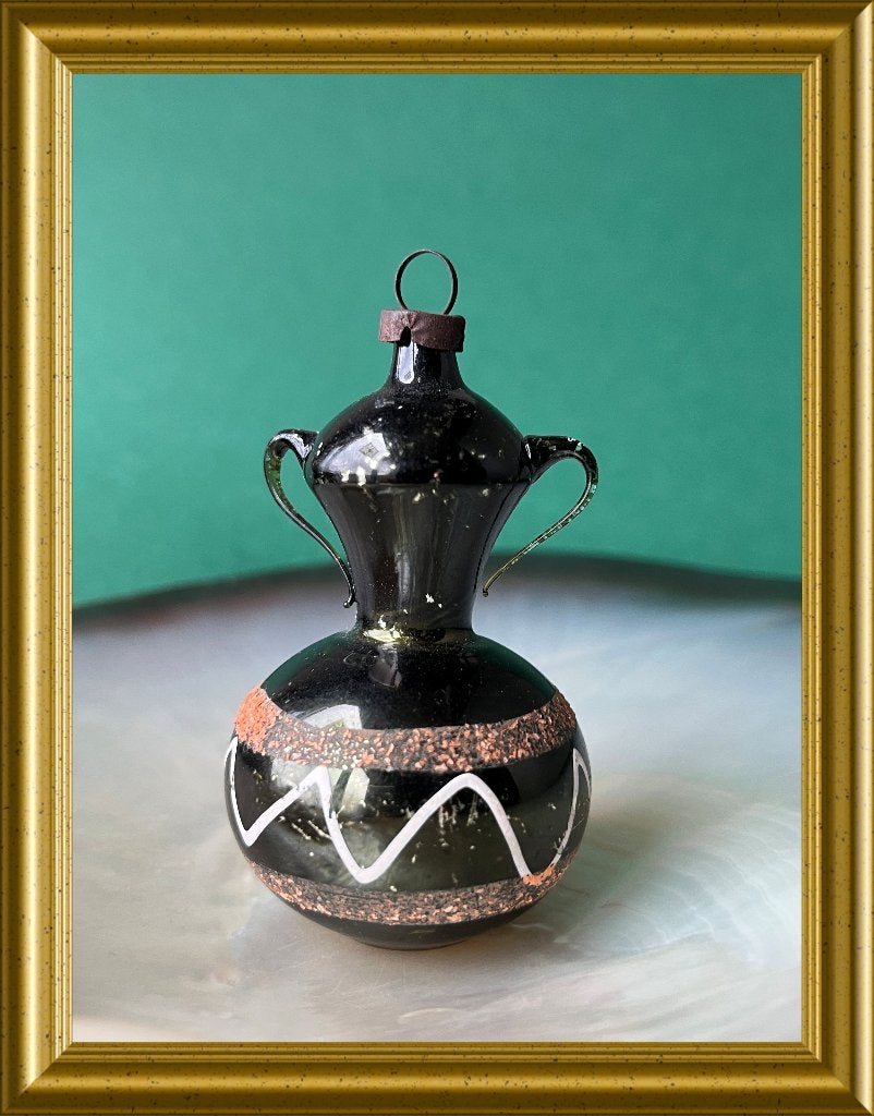 Oude groene glazen kerstbal (nr 49): urn, vaas, Gebruikt, ., Ophalen of Verzenden, .