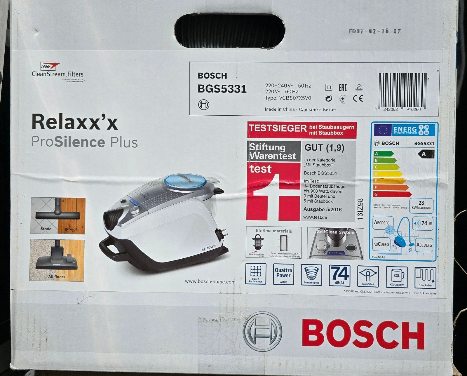 Bosch Relaxx'x ProSilence Plus Stofzuiger, Witgoed en Apparatuur, Stofzuigers, Ophalen, Gebruikt, Stille werking, Bosch