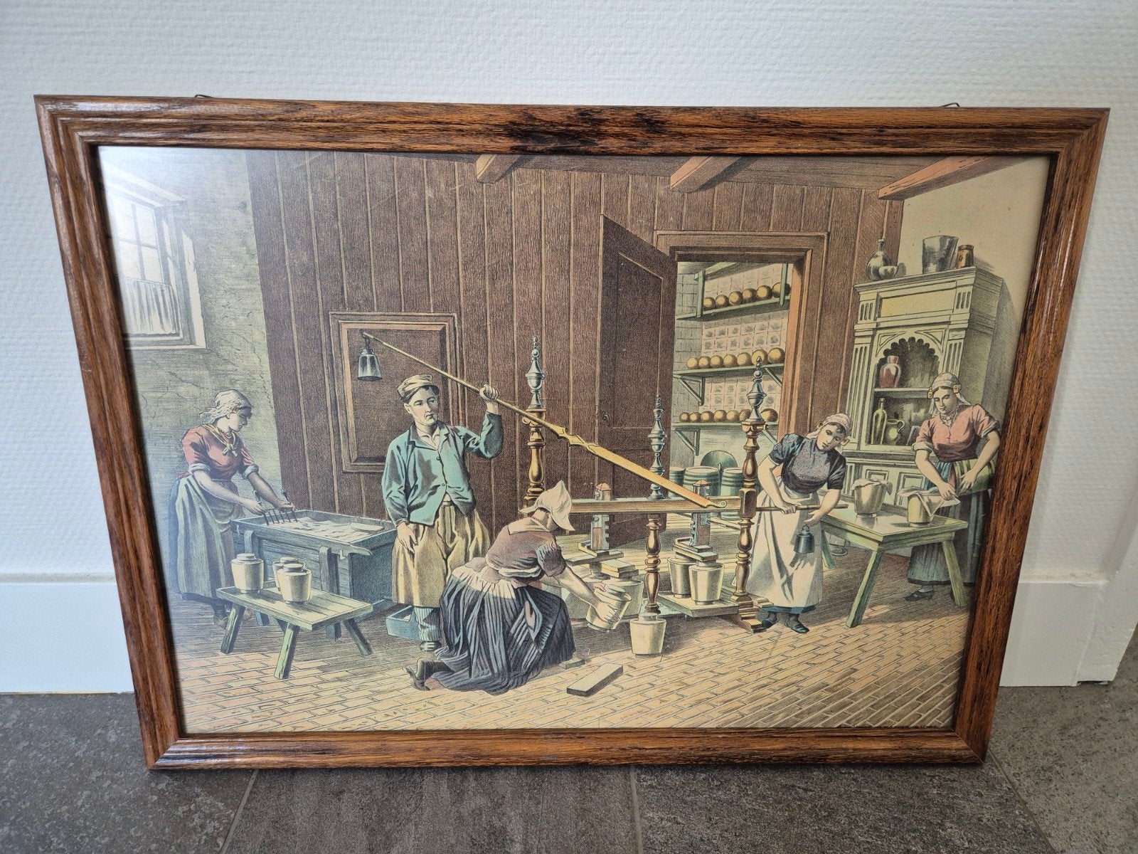 kaasmakerij schoolplaat, Antiek en Kunst, Antiek | Schoolplaten, Ophalen of Verzenden, Natuur en Biologie