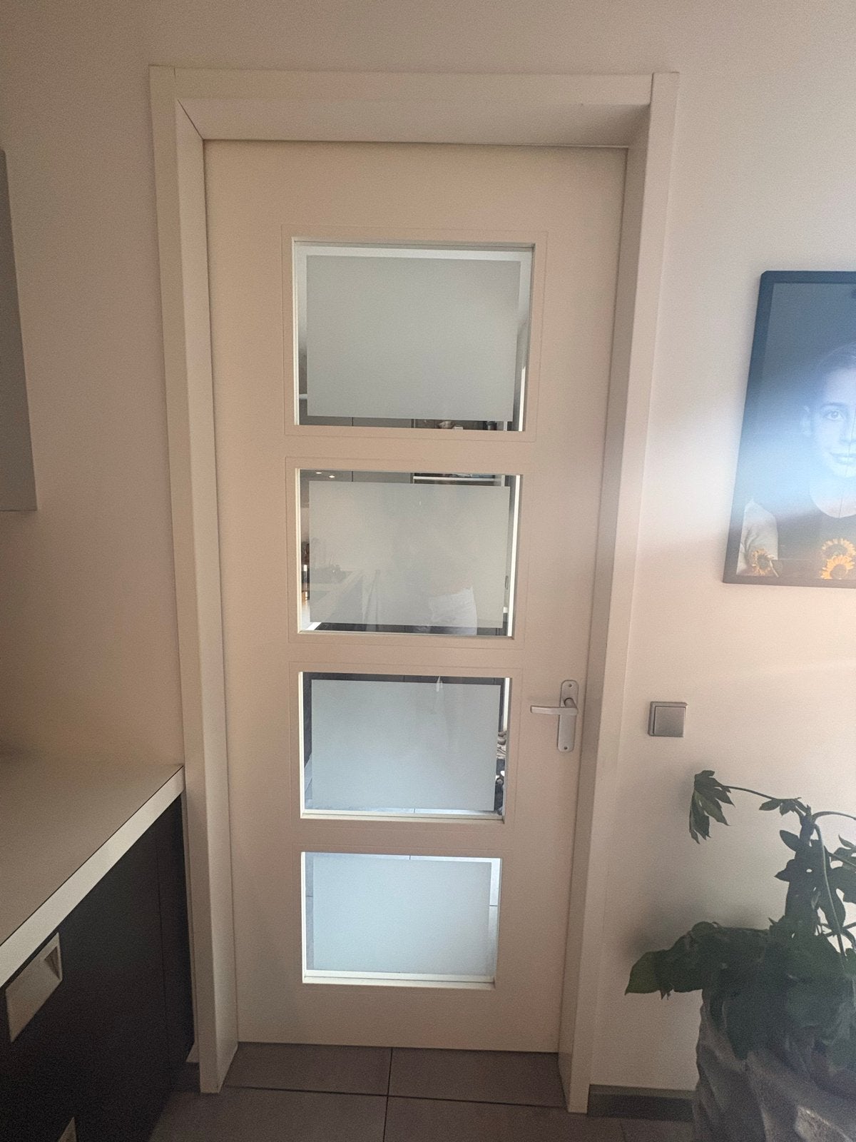 Moderne binnendeur met glaspanelen (230x100 cm), Doe-het-zelf en Verbouw, Deuren en Horren, 215 cm of meer, Binnendeur, Zo goed als nieuw