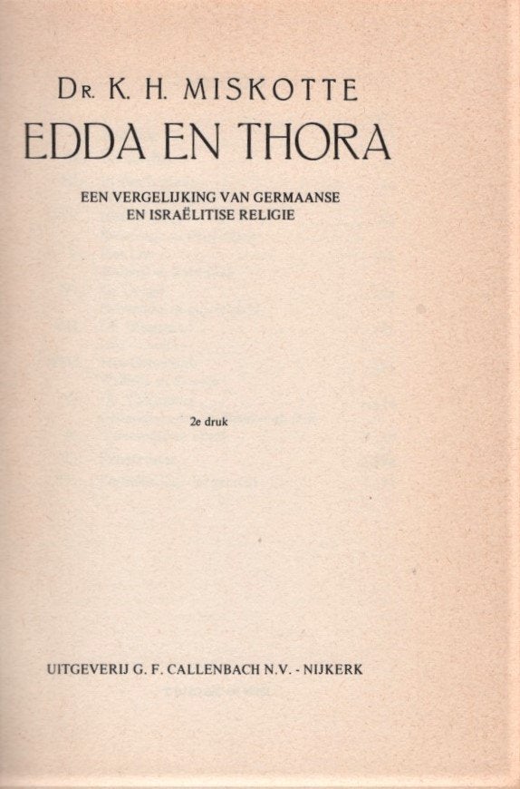 Edda en Thora ~ Dr. K.H. Miskotte ~ 1970, Verzenden, Gelezen, Jodendom