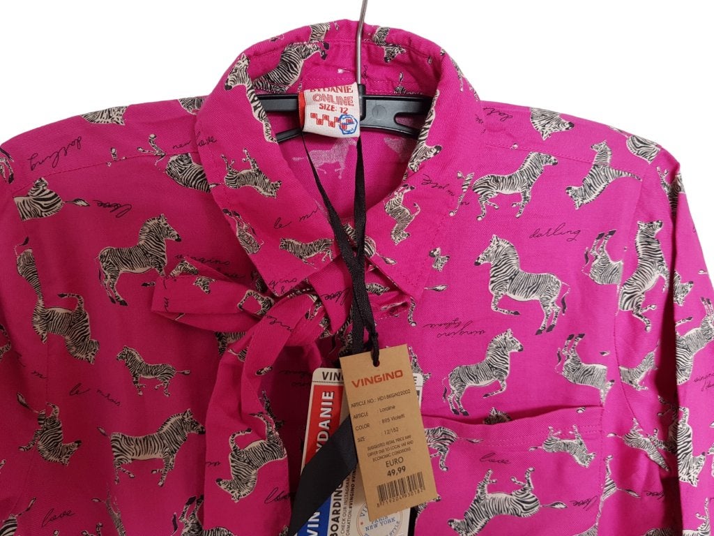 Geweldige roze VINGINO top Loraine/zebra's mt 12/152. NIEUW!, Kinderen en Baby's, Kinderkleding | Maat 152, Overhemd of Blouse