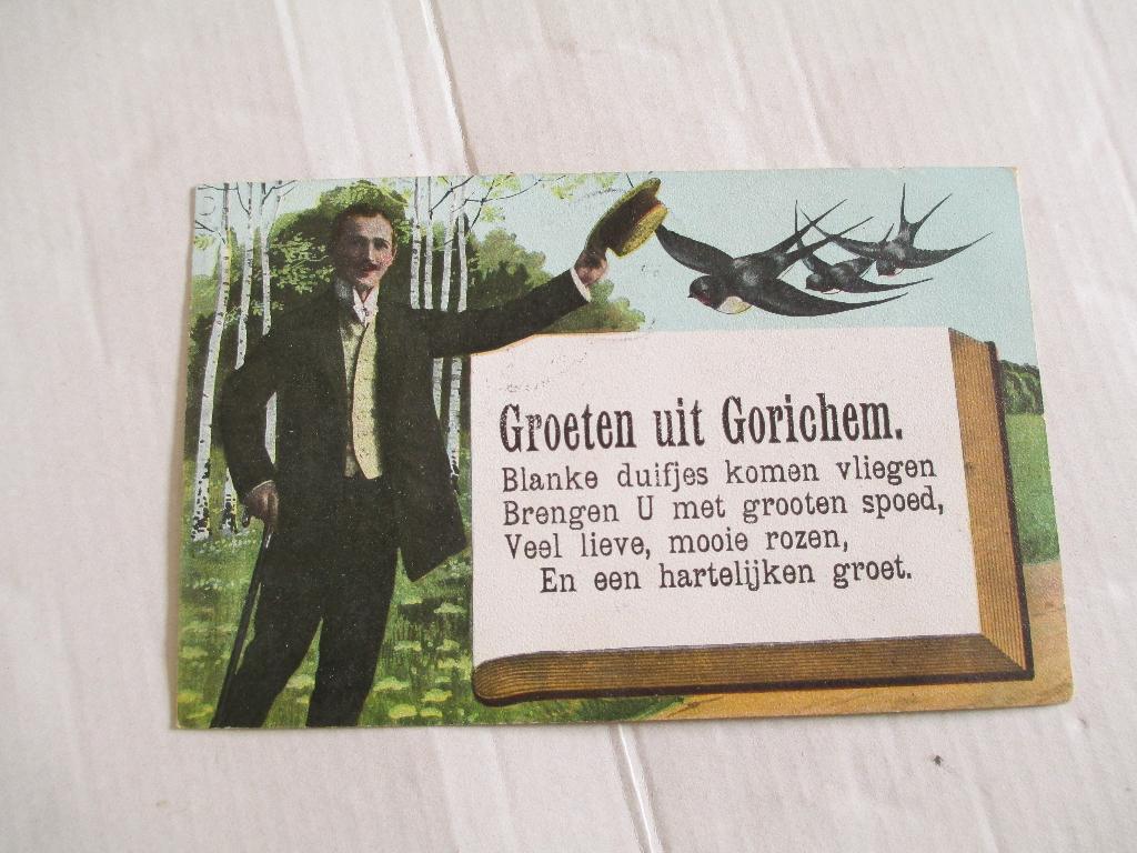 oude ansichtkaart groeten uit gorichem, Ophalen of Verzenden, Voor 1920, Gelopen, Zuid-Holland