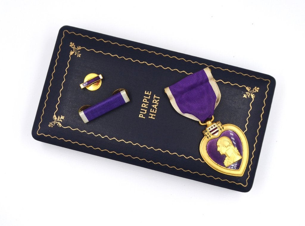 WO2 US Cased Numbered Purple Heart Medal "482830" (1942), Verzenden, Landmacht, Amerika, Lintje, Medaille of Wings
