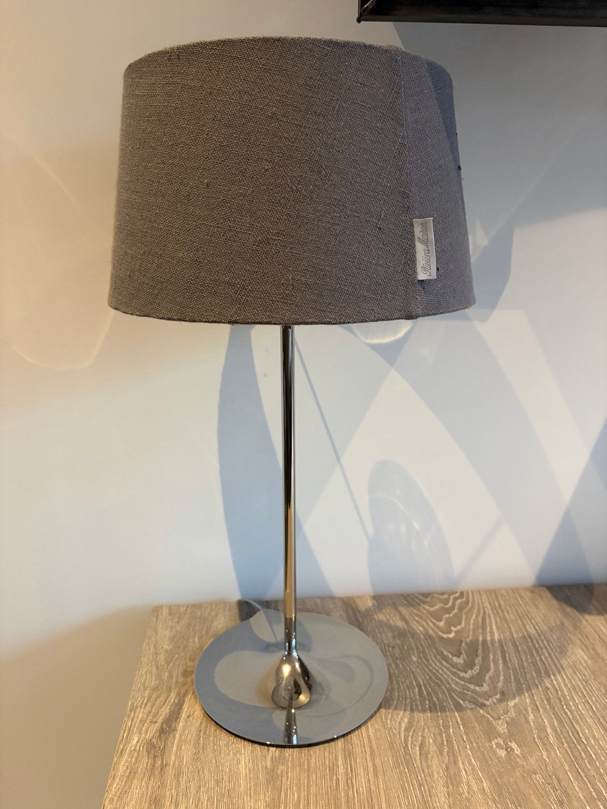 2 Riviera Maison lampen met grijze kappen Zo goed als nieuw, Ophalen, Zo goed als nieuw