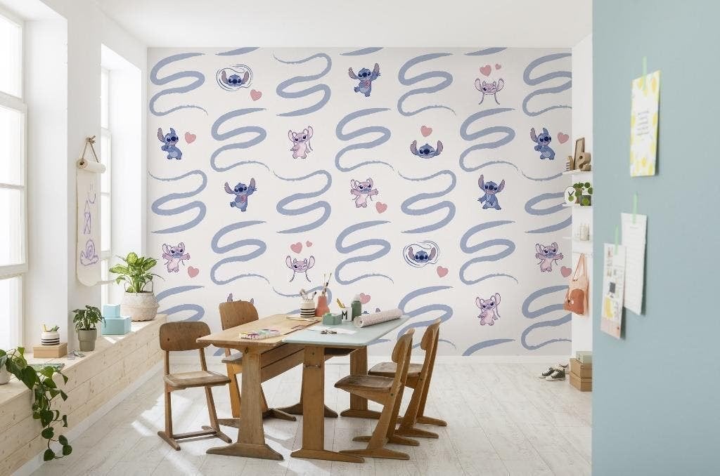 Stitch en Angel Vlies Behang - 300x250 - Gratis Verzending, Huis en Inrichting, Stoffering | Behang, Verzenden, Minder dan 10 m²