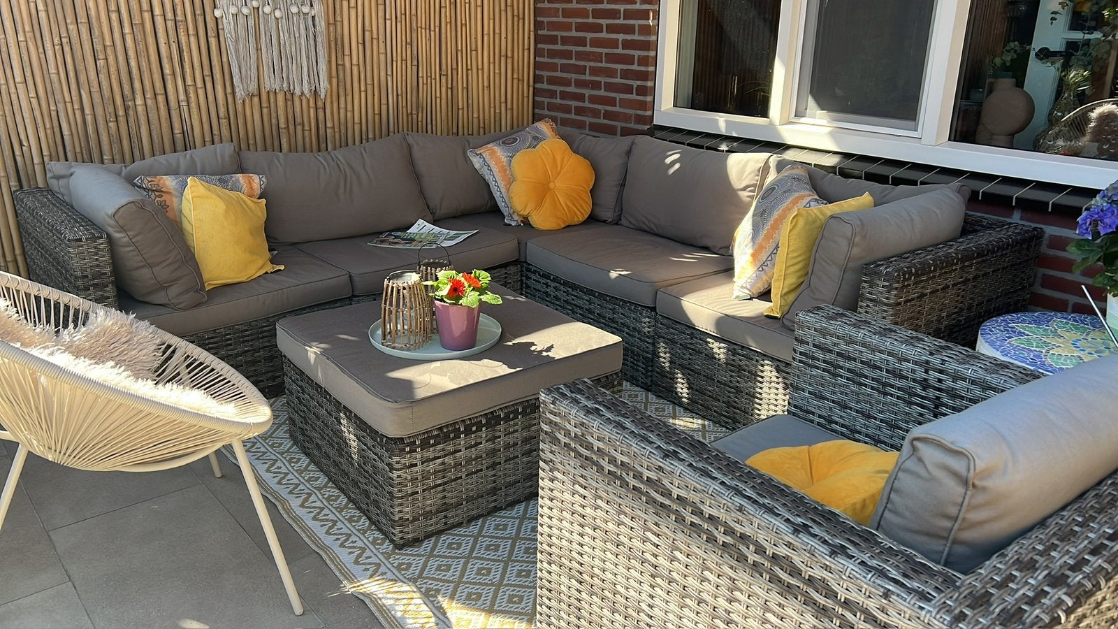 Loungeset, Tuin en Terras, Tuinsets en Loungesets, Ophalen, Gebruikt, 6 zitplaatsen, Hocker