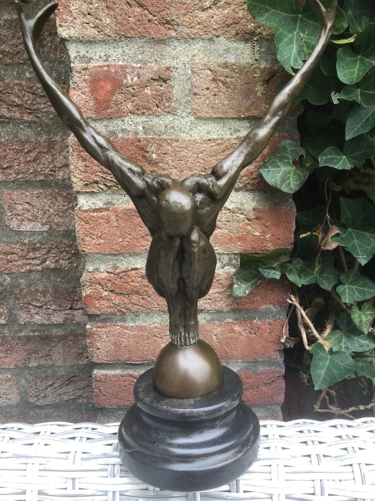 brons beeld gespierde man, Antiek en Kunst, Kunst | Beelden en Houtsnijwerken, Ophalen of Verzenden