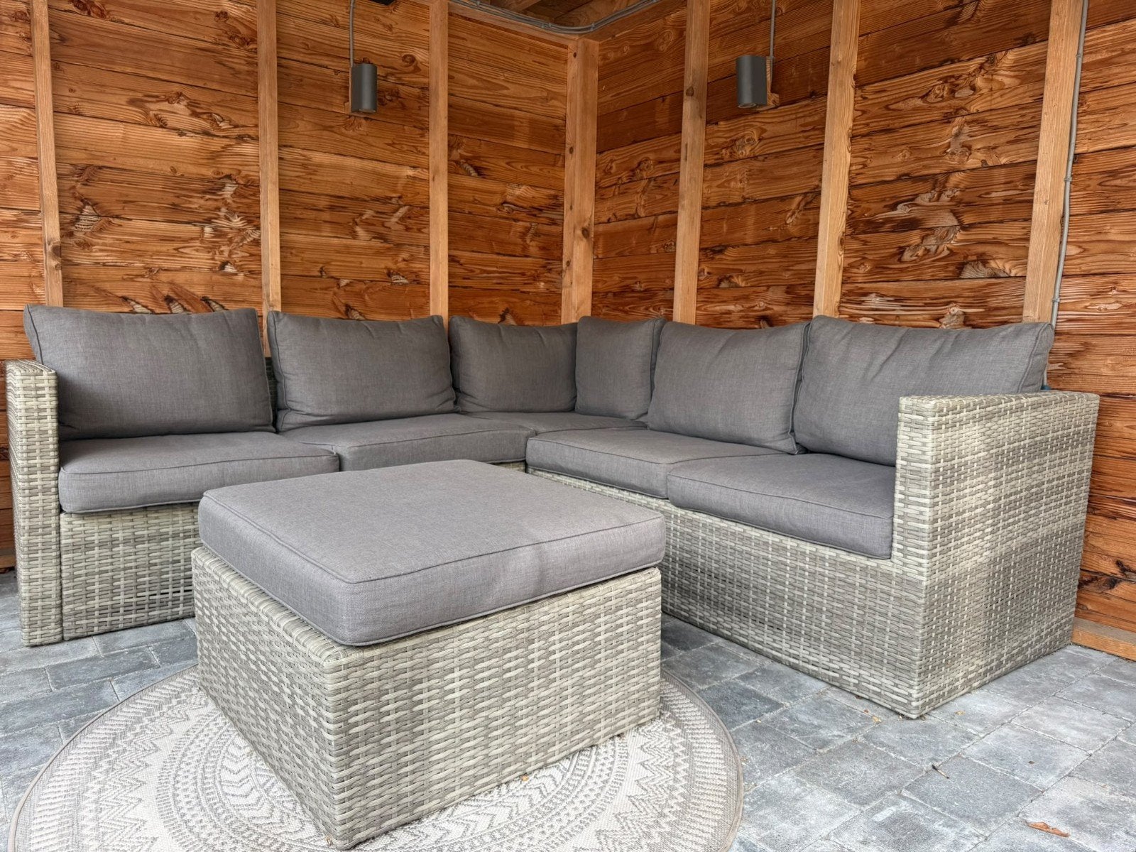 Loungeset Grijs, Tuin en Terras, Ophalen, 5 zitplaatsen, Gebruikt, Loungeset