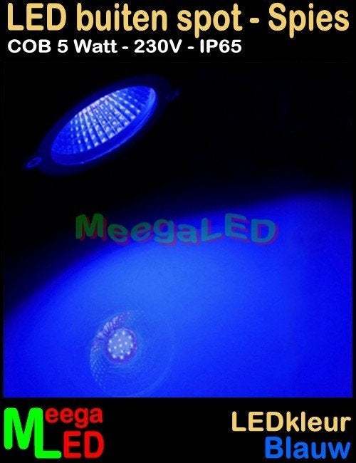 LED spot grondspot LEDspot spies spike pin 5W 230V Blauw, Huis en Inrichting, Lampen | Spots, Overige materialen, Overige merken