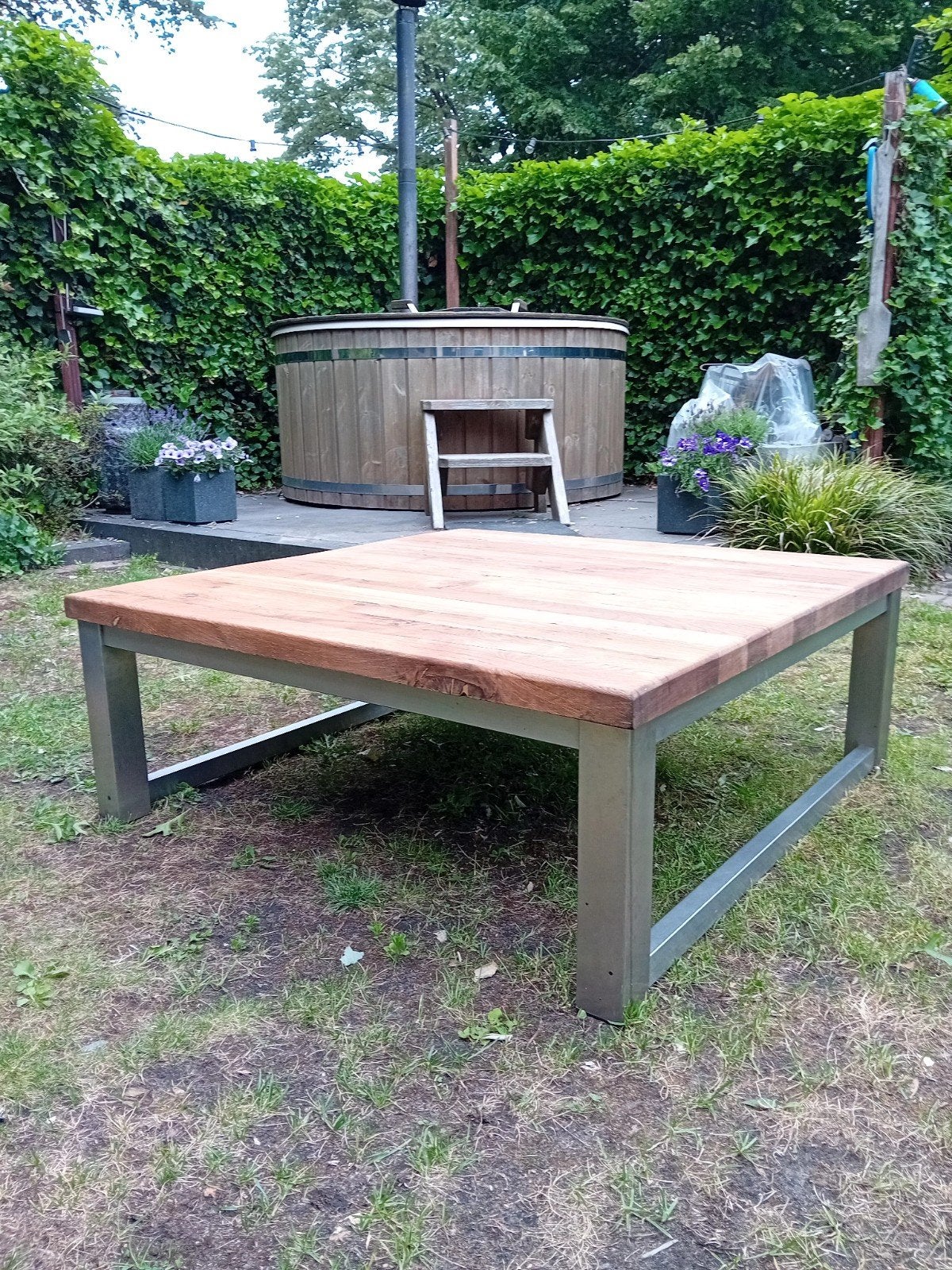 Eiken salontafel, 100 tot 150 cm, Vierkant, Minder dan 50 cm, 50 tot 100 cm