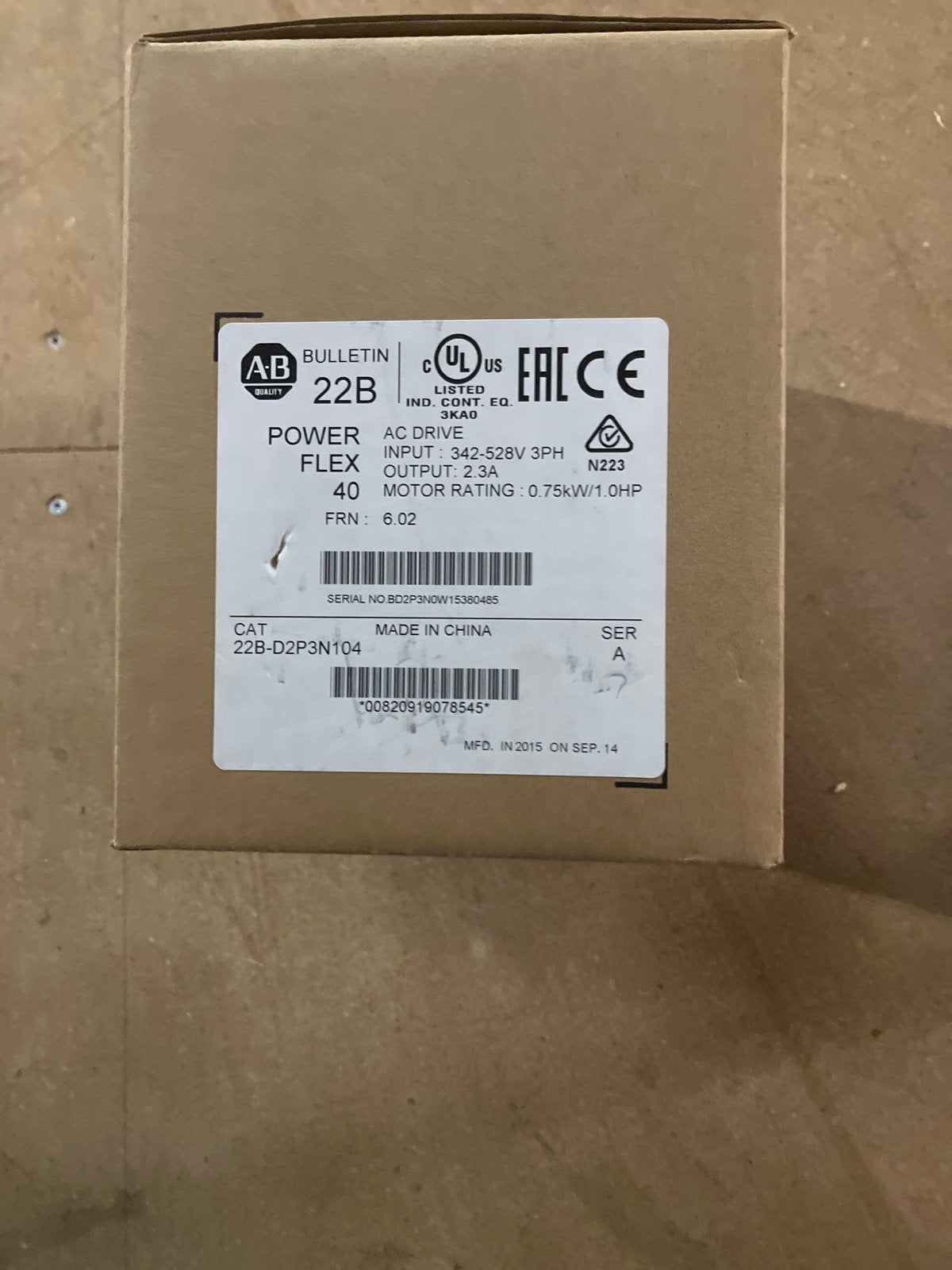 Allen-Bradley PowerFlex 40 AC Drive 22B-D2P3N104, Ophalen of Verzenden, Nieuw
