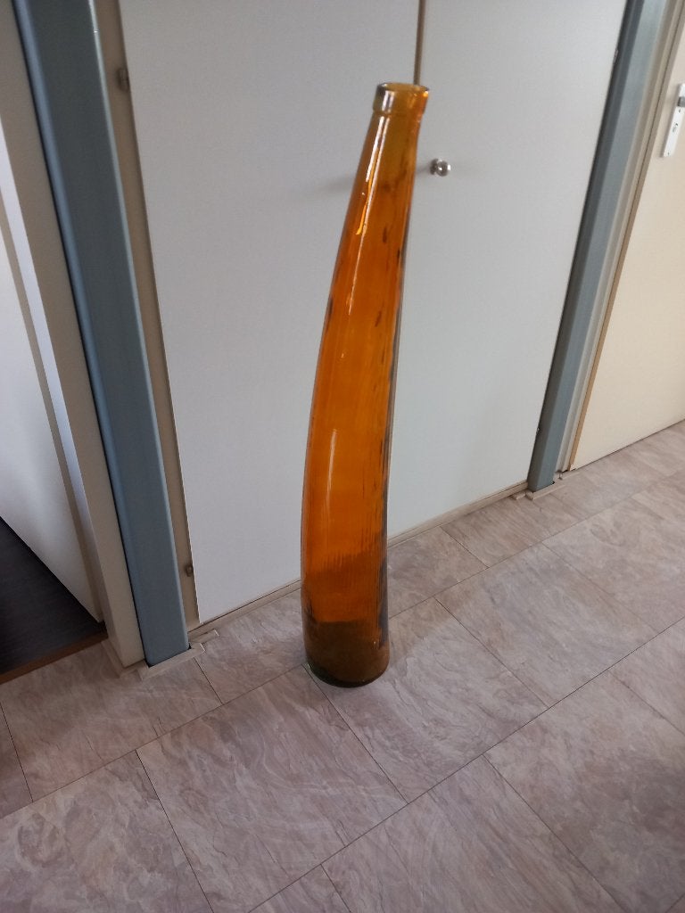 Glazen gebogen vaas, Ophalen, Bruin, 120 cm, Glas