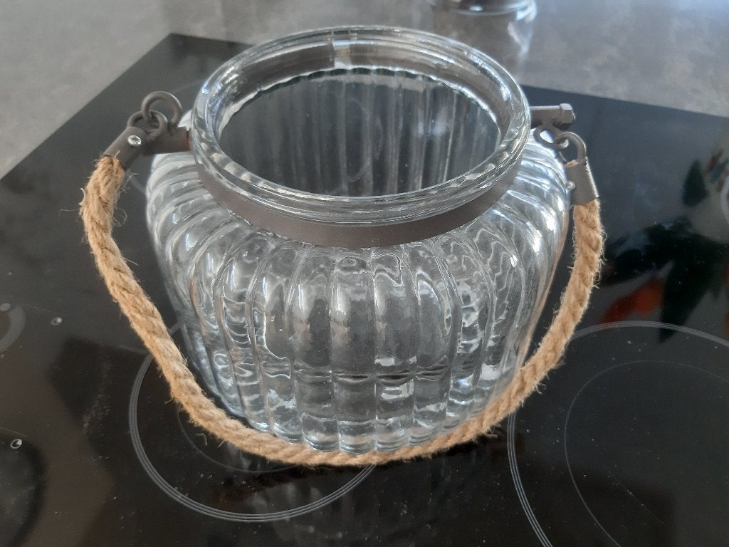 leuke glazen pot / windlicht / vaas, Ophalen, Zo goed als nieuw, Glas