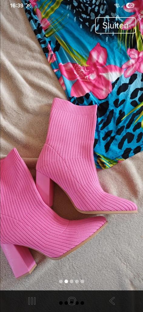 ZGAN roze stretch laarzen, maat 38, Lage of Enkellaarzen, Ophalen of Verzenden, Zo goed als nieuw, Roze