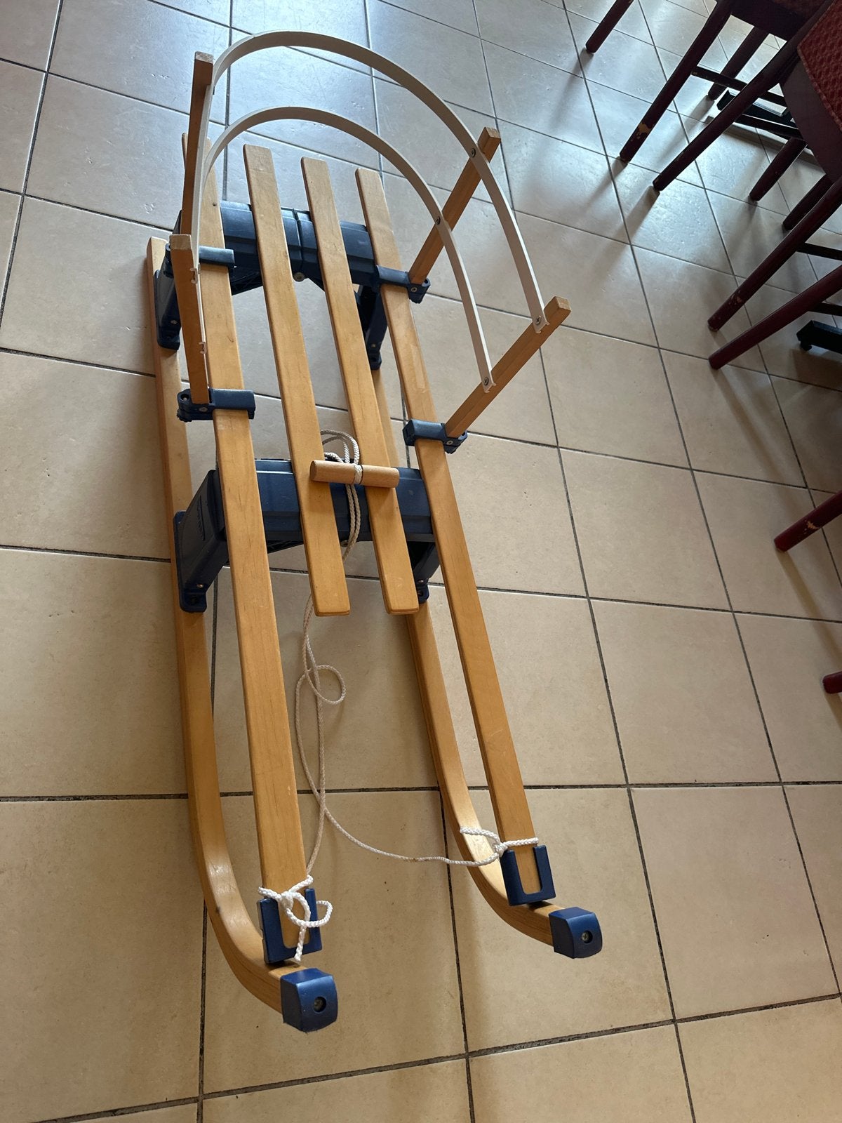 Houten slee met rugleuning, Ophalen of Verzenden, Rugleuning, Gebruikt, Hout