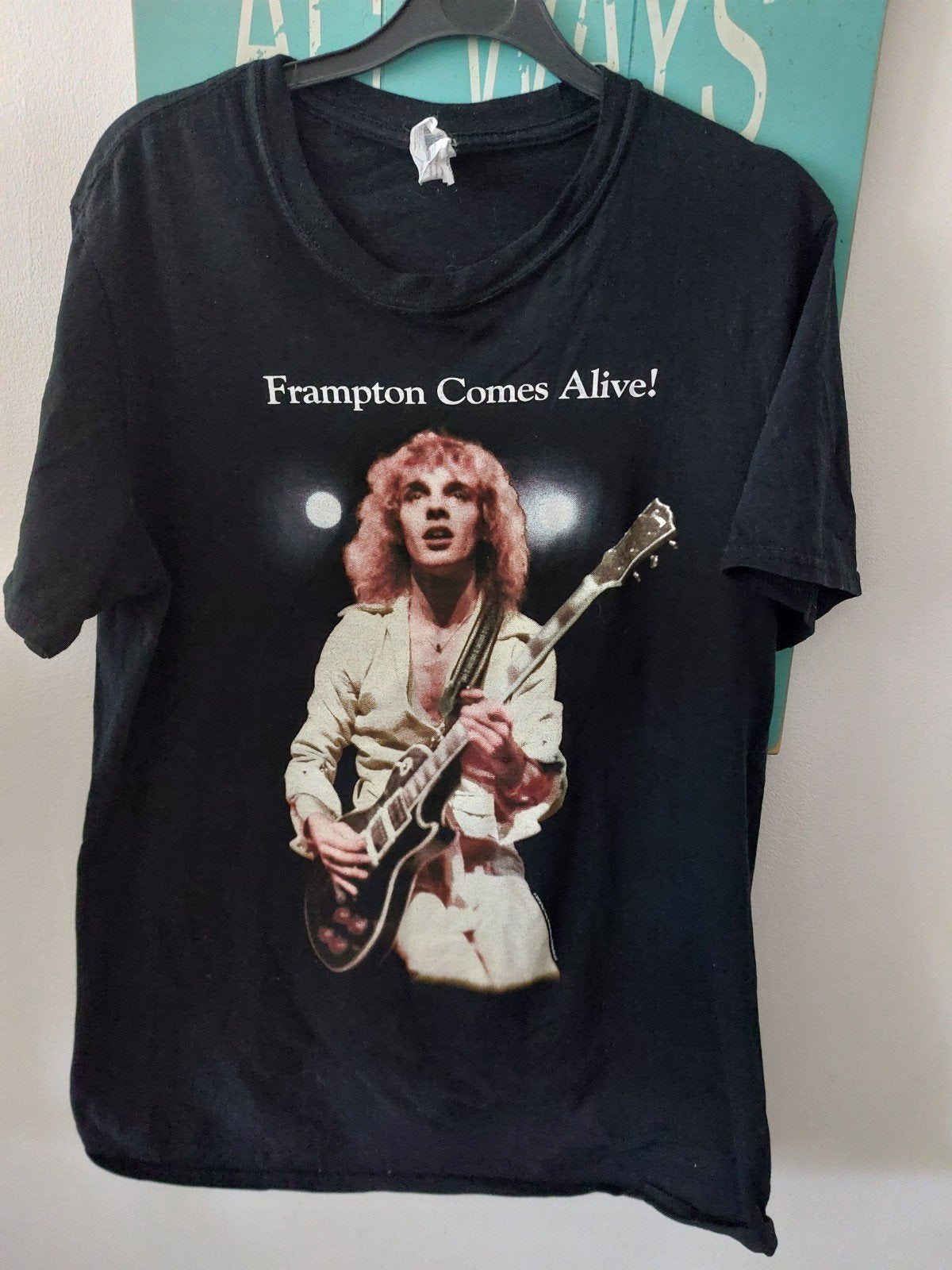 Vintage Peter Frampton T-shirt - Frampton Comes Alive!, Maat 48/50 (M), Zwart, Ophalen of Verzenden, Gedragen