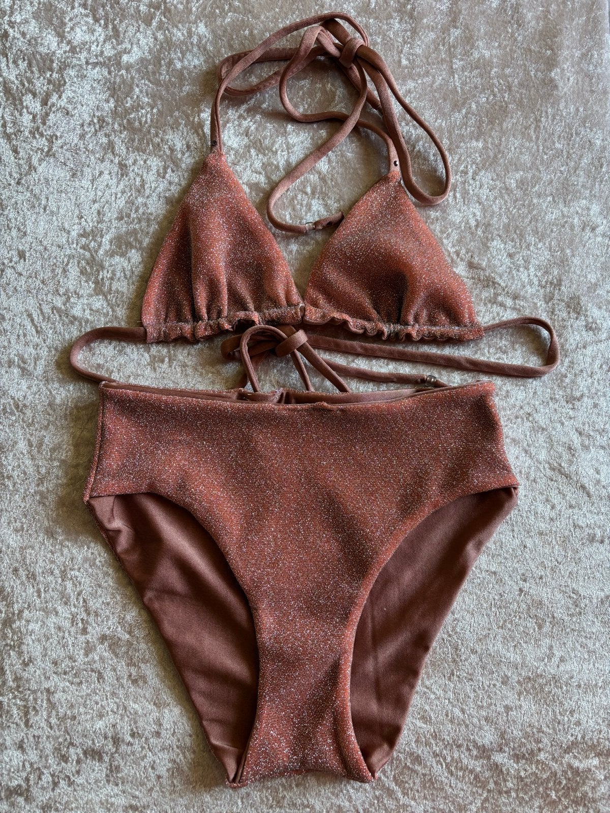 Unieke Handgemaakte Glitterbikini Zalmroze Maat 152, Ophalen of Verzenden, Nieuw, Meisje