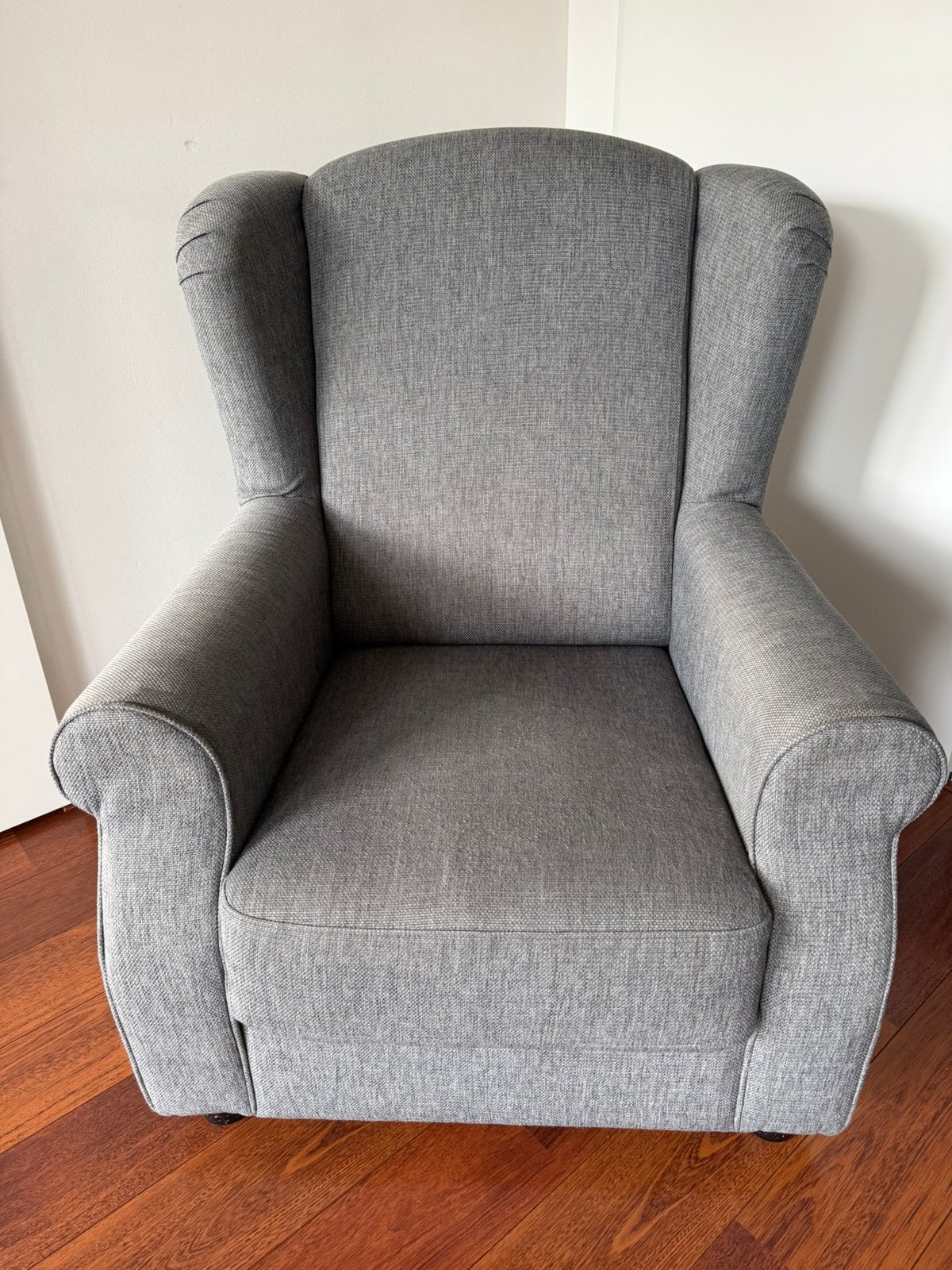 Fauteuil grijs gestoffeerd, Huis en Inrichting, Fauteuils, Gebruikt, Stof, 75 tot 100 cm, 75 tot 100 cm, Ophalen