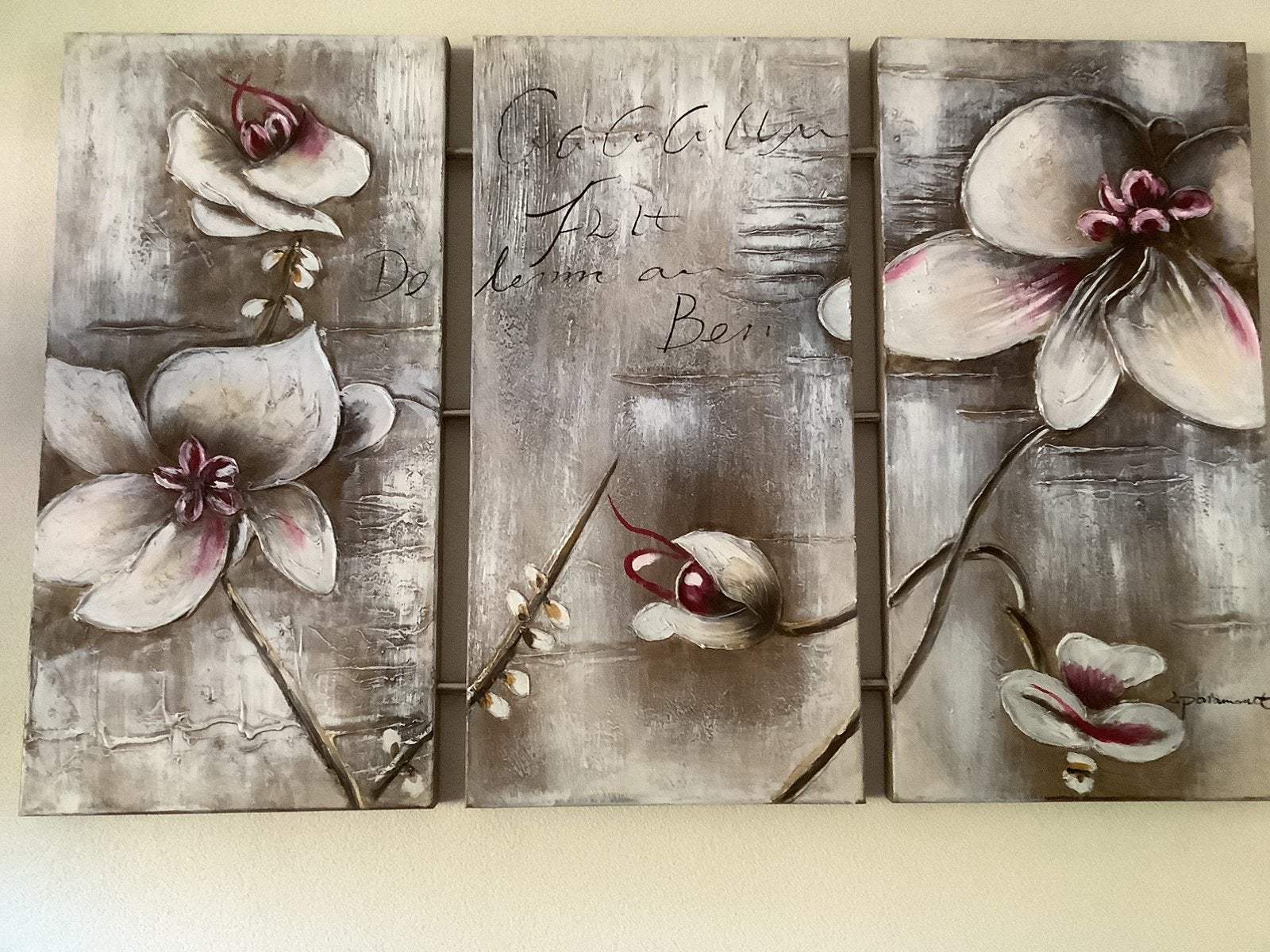 Drieluik schilderij bloemen, Ophalen, Zo goed als nieuw