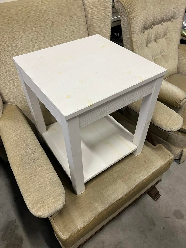 WOOOD Freddo Design Houten Bijzettafel Salontafel Wit Grenen, Minder dan 45 cm, Minder dan 55 cm, Gebruikt, Woood Freddo design