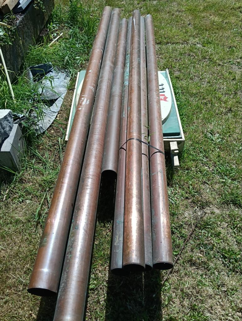 Koperen regenpijpen, Doe-het-zelf en Verbouw, Buizen en Afvoer, Ophalen of Verzenden, 2 tot 4 meter, 80 mm of meer, Afvoer