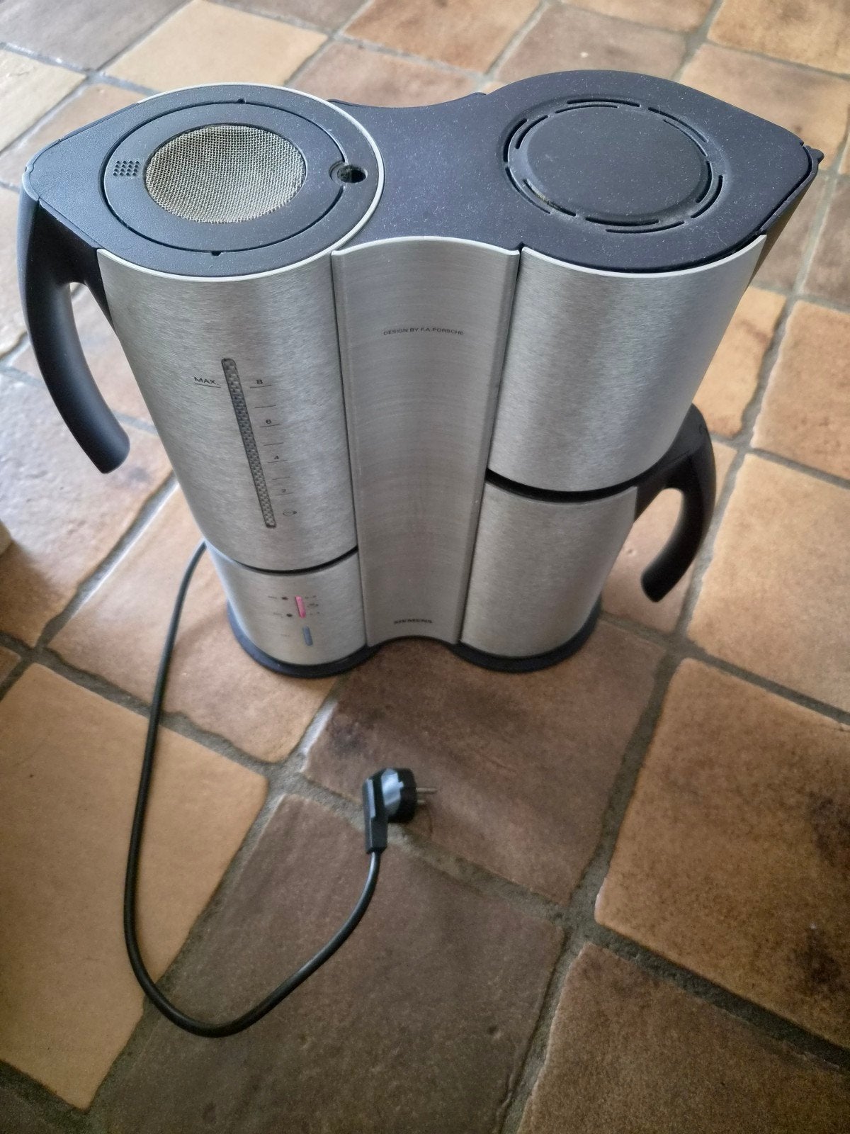 Siemens Porsche Design Koffiezetapparaat met Thermoskan, 1 tot 2 liter, Ophalen of Verzenden, Gebruikt, Rvs