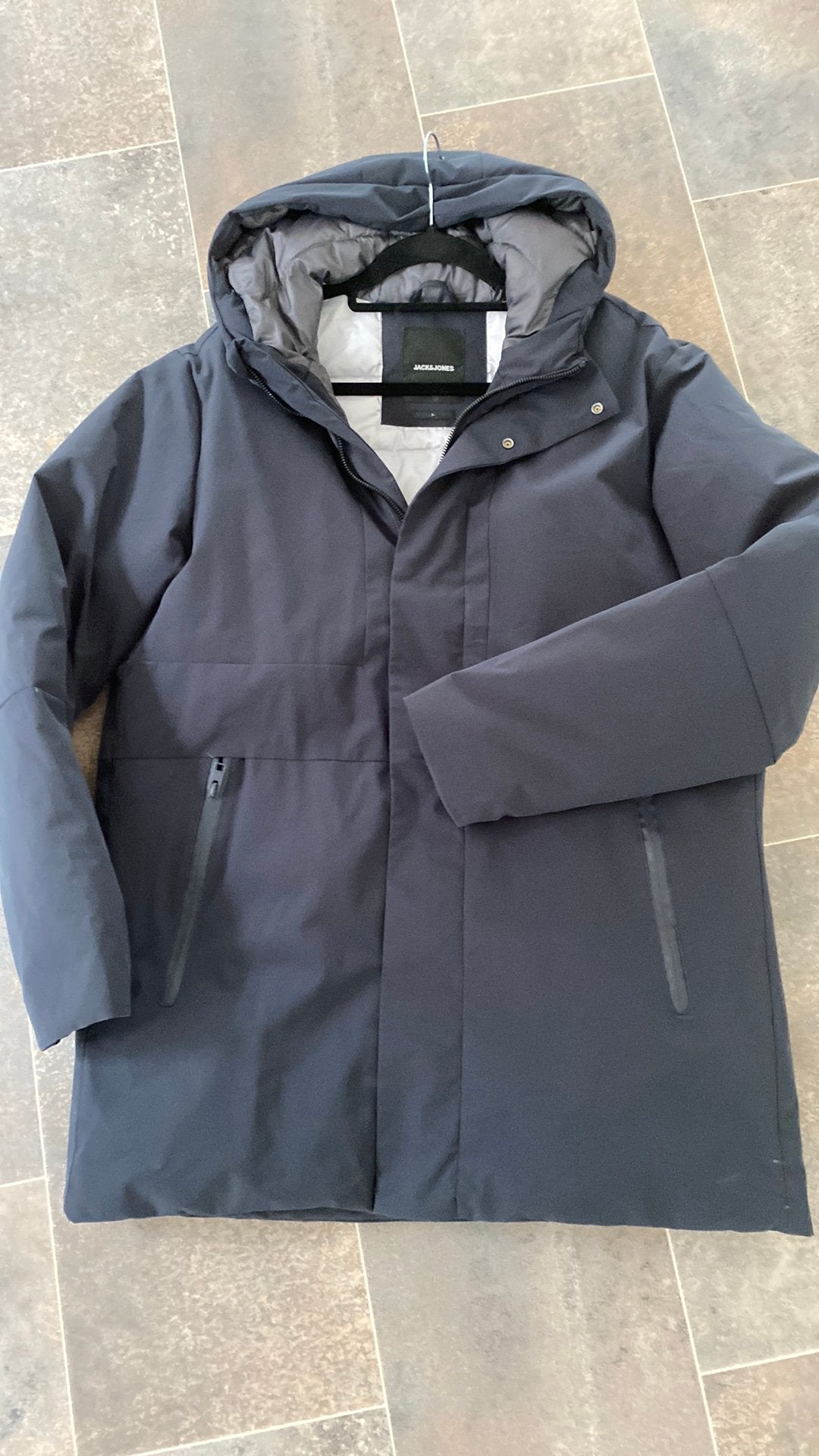Jack & Jones winterjas Heren maat L donkerblauw, Ophalen of Verzenden, Zo goed als nieuw, Maat 52/54 (L), Blauw