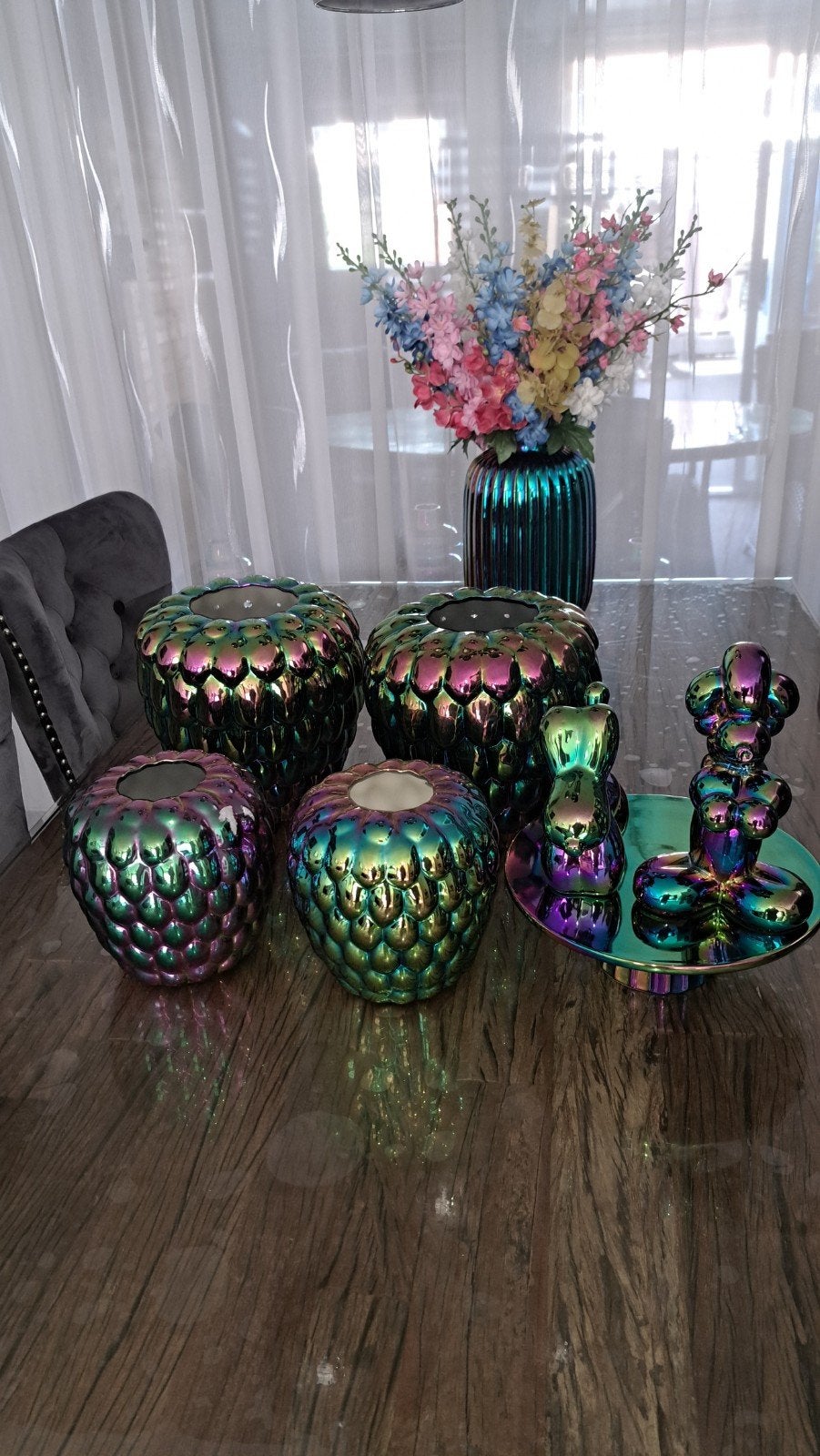 Prachtige iriserende vazen en decoratie, Gebruikt, Meerkleurig, Ophalen of Verzenden, Glas