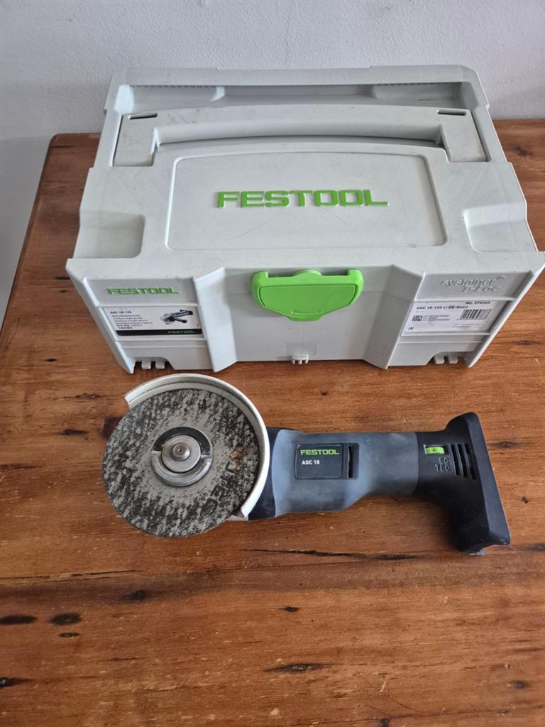 Festool Slijptol AGC 18-125 Li EB-Basic met Systeemkoffer, Ophalen of Verzenden, Zo goed als nieuw, 1000 watt of meer, Haakse handslijpmachine
