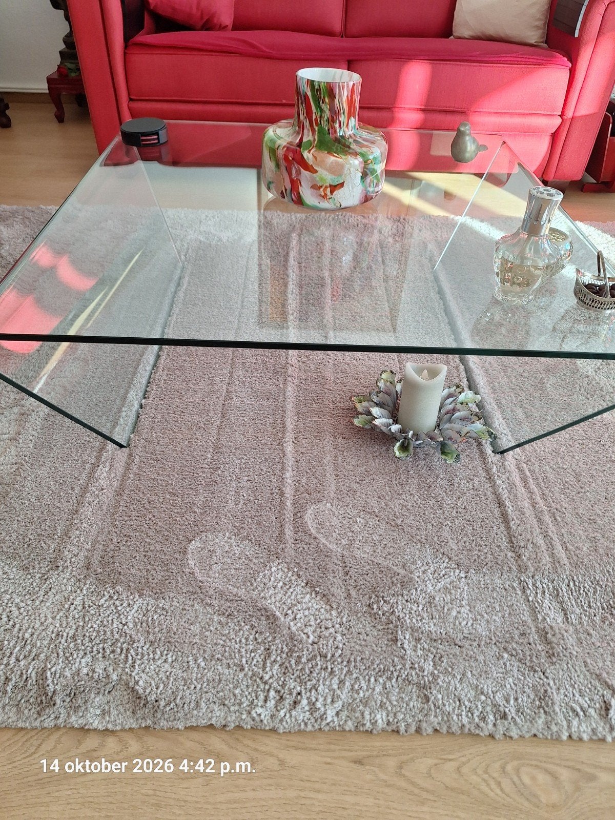 glazen tafel met schuine zijkant, Ophalen, 50 tot 100 cm, Vierkant, 50 tot 100 cm