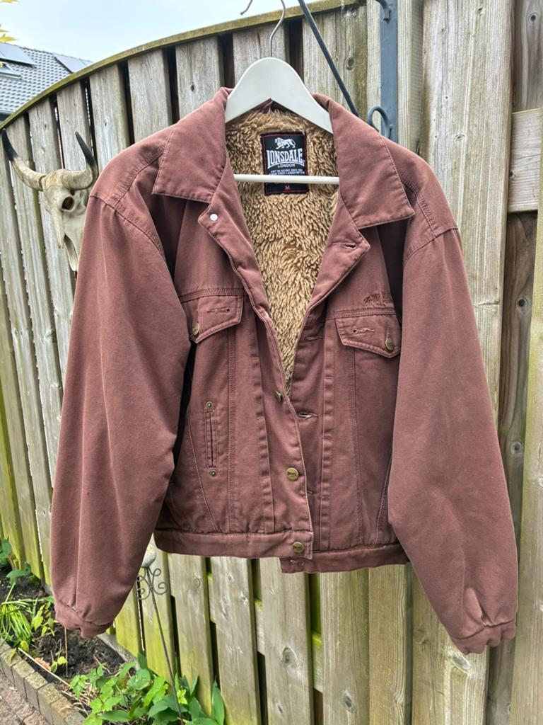 Vintage Lonsdale London jack bruin, maat m, Kleding | Heren, Overige Herenkleding, Ophalen, Gedragen