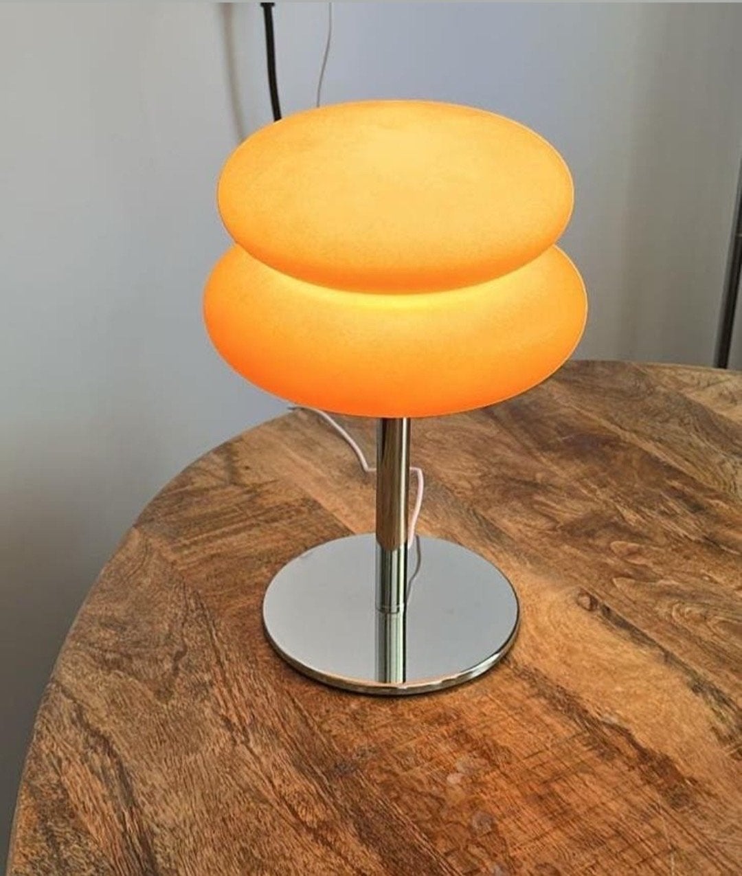 Vintage oranje paddenstoellamp/tafellamp, Huis en Inrichting, Gebruikt, Vintage, Overige fittingen, Ophalen of Verzenden