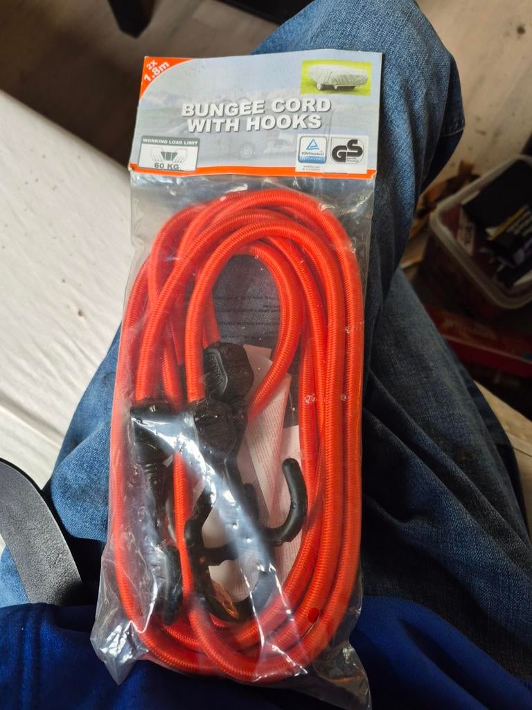 Bungee koord met haken, 2x 1.8m, 60 kg, Ophalen, Nieuw