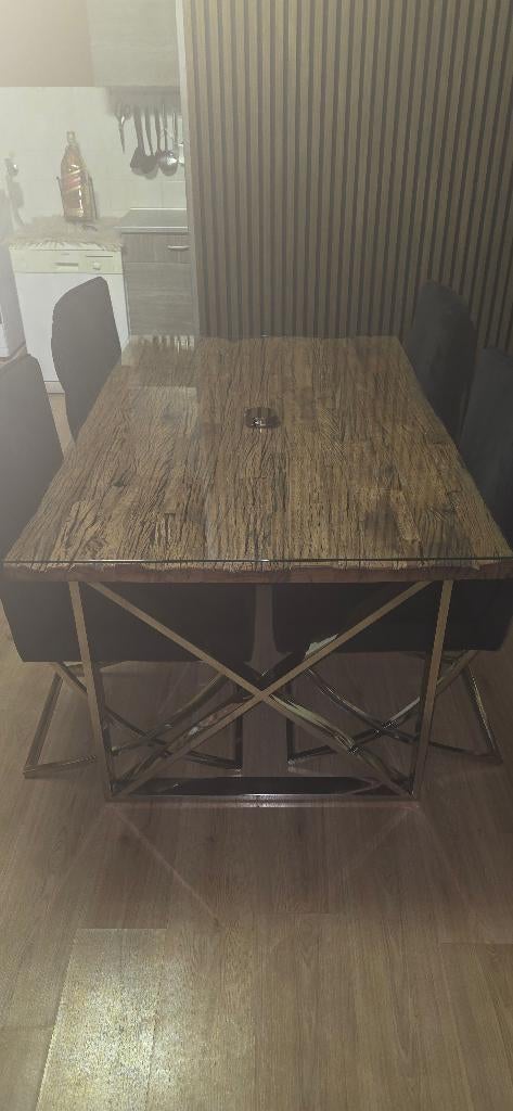 Eric kuster hout look  eettafel (met stoelen ) eventueel, Ophalen, Overige materialen, 50 tot 100 cm, Zo goed als nieuw