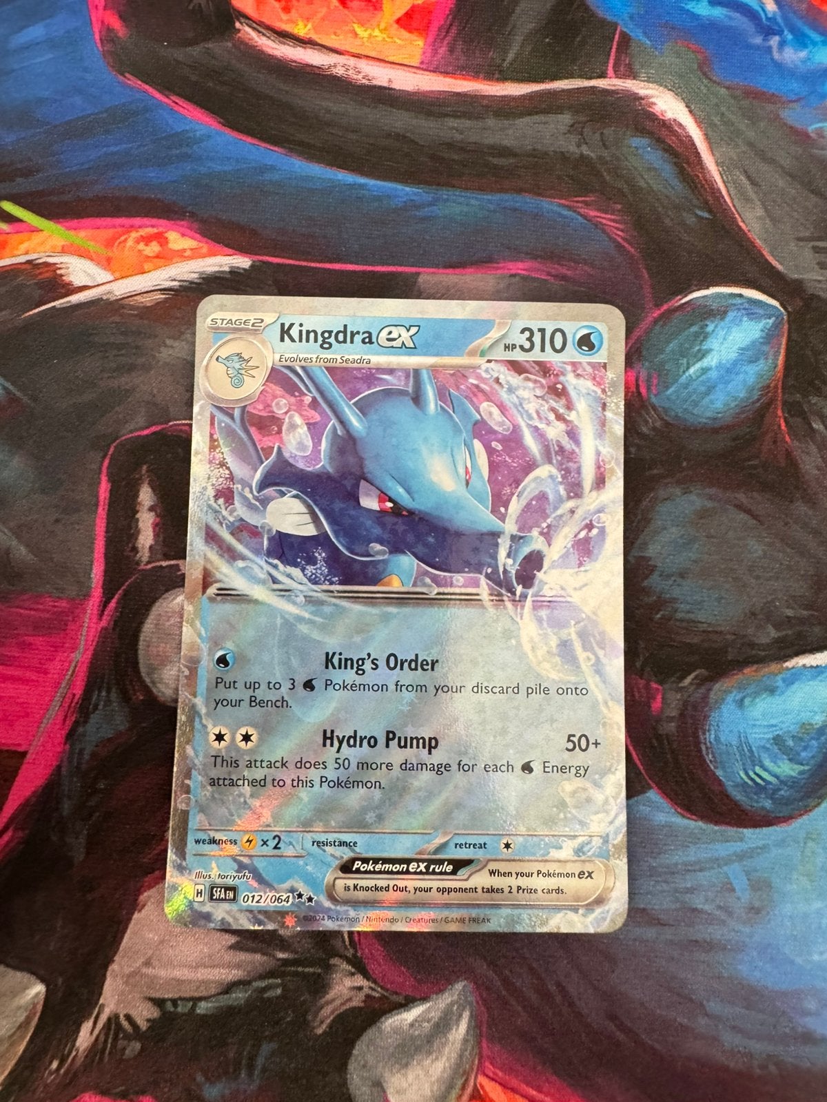 Pokémon kaarten Kingdra EX #12, Ophalen of Verzenden, Zo goed als nieuw, Losse kaart