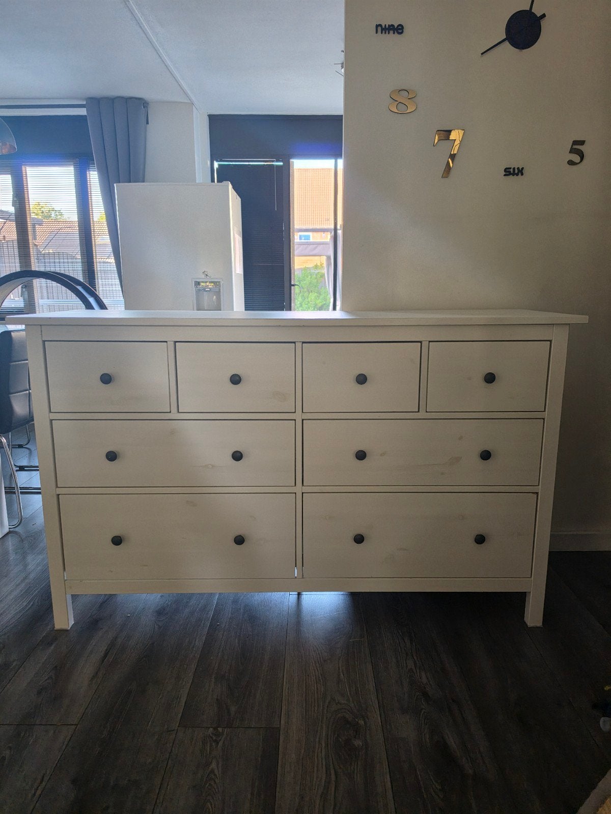 Ikea hemnes ladekast wit gebeitst met 8 lades., Ophalen, 5 laden of meer, Zo goed als nieuw, Minder dan 100 cm