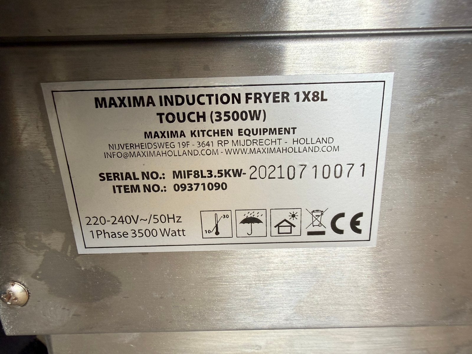 Maxima Inductie Friteuse 1x8L Touch (3500W), 4 liter of meer, Ophalen, Gebruikt