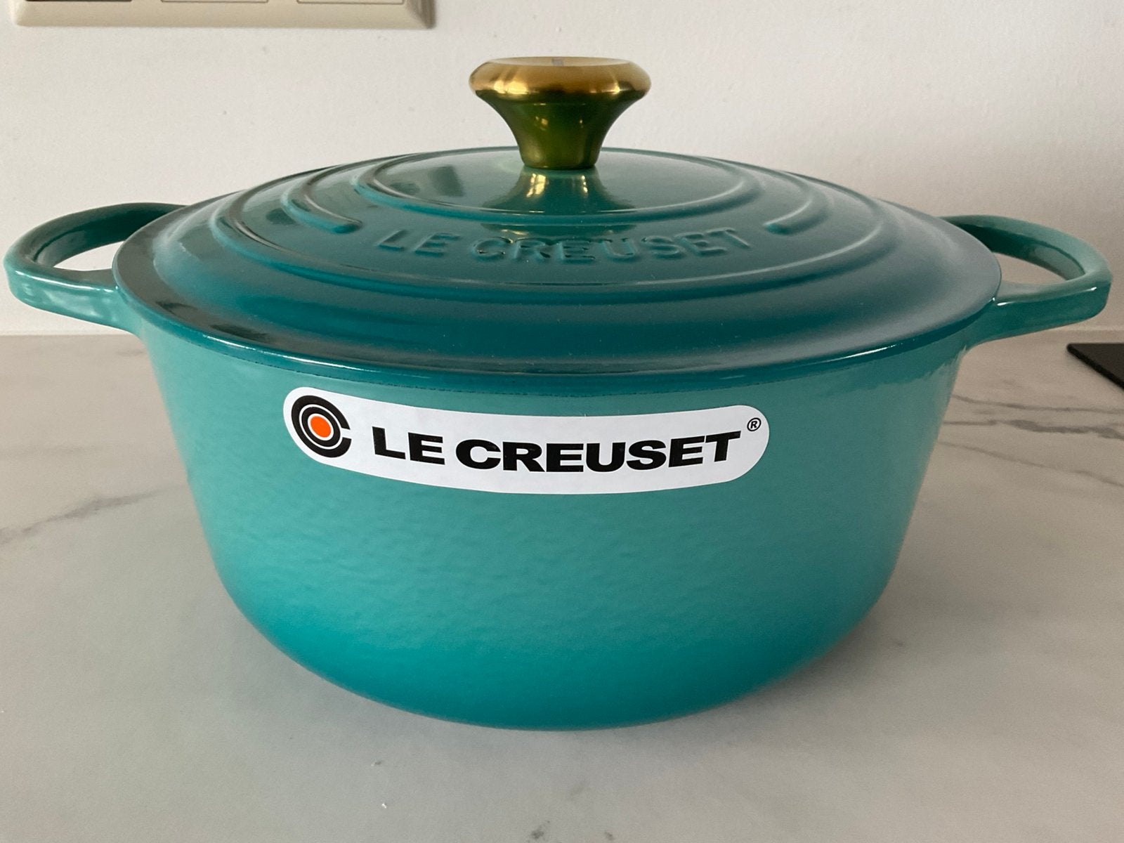 Le creuset 26 cm pan, bleu riviera, 5,3 liter, nieuw, Gietijzer, Ophalen of Verzenden, Zo goed als nieuw, Keramische plaat