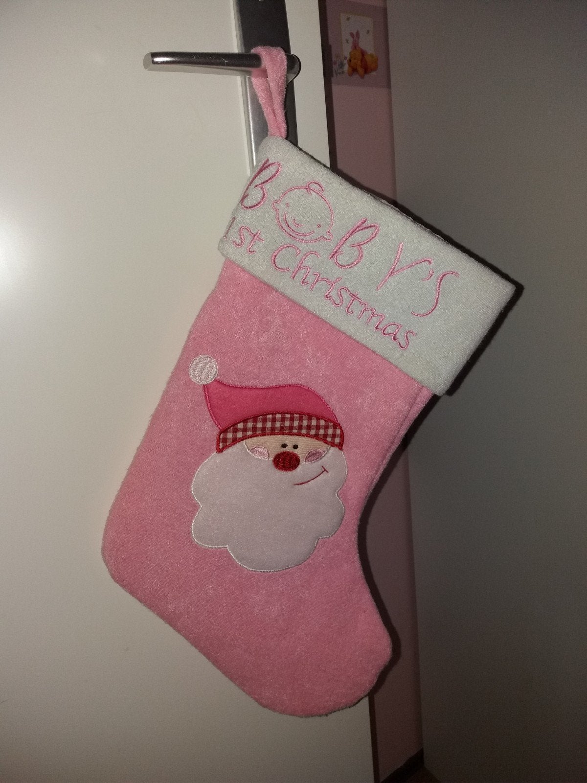 baby's first christmas baby's eerste kerstsok roze meisje, Ophalen of Verzenden, Zo goed als nieuw