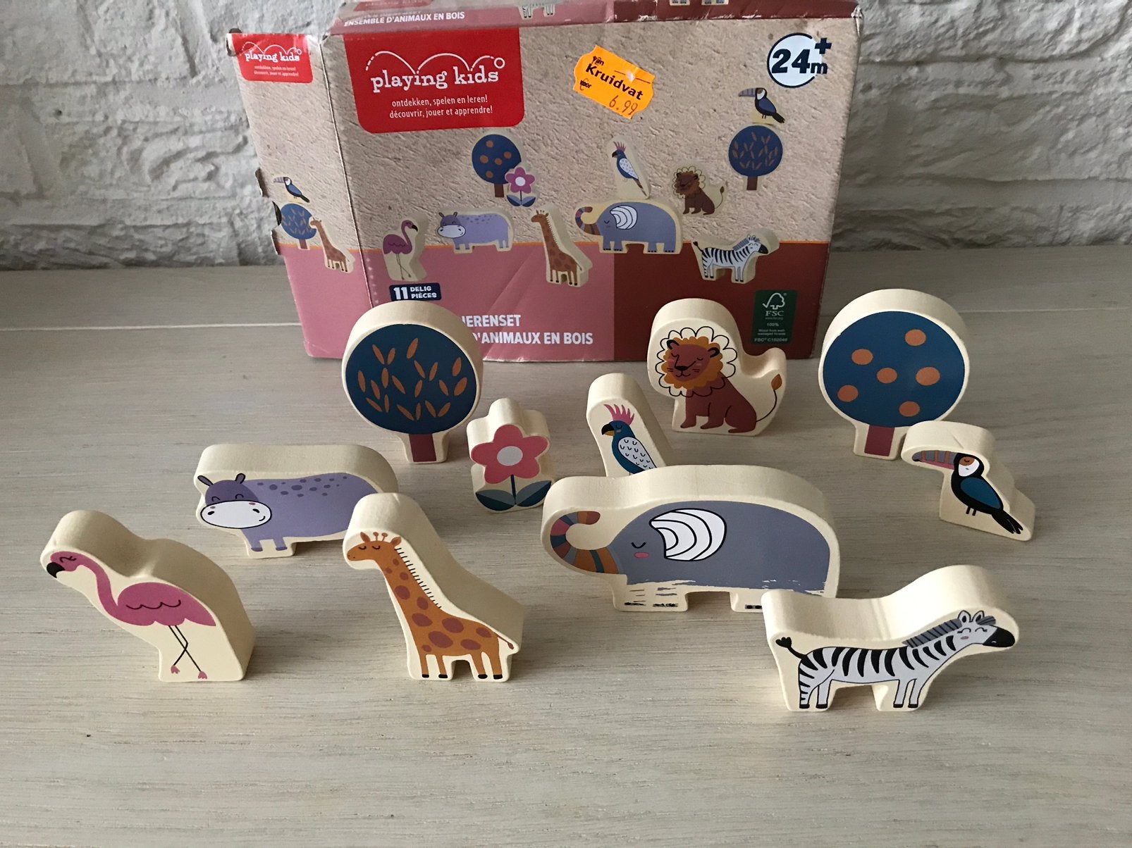 Houten DIEREN-set …11 delig ..ontdek, speel en leer, Ophalen, Zo goed als nieuw