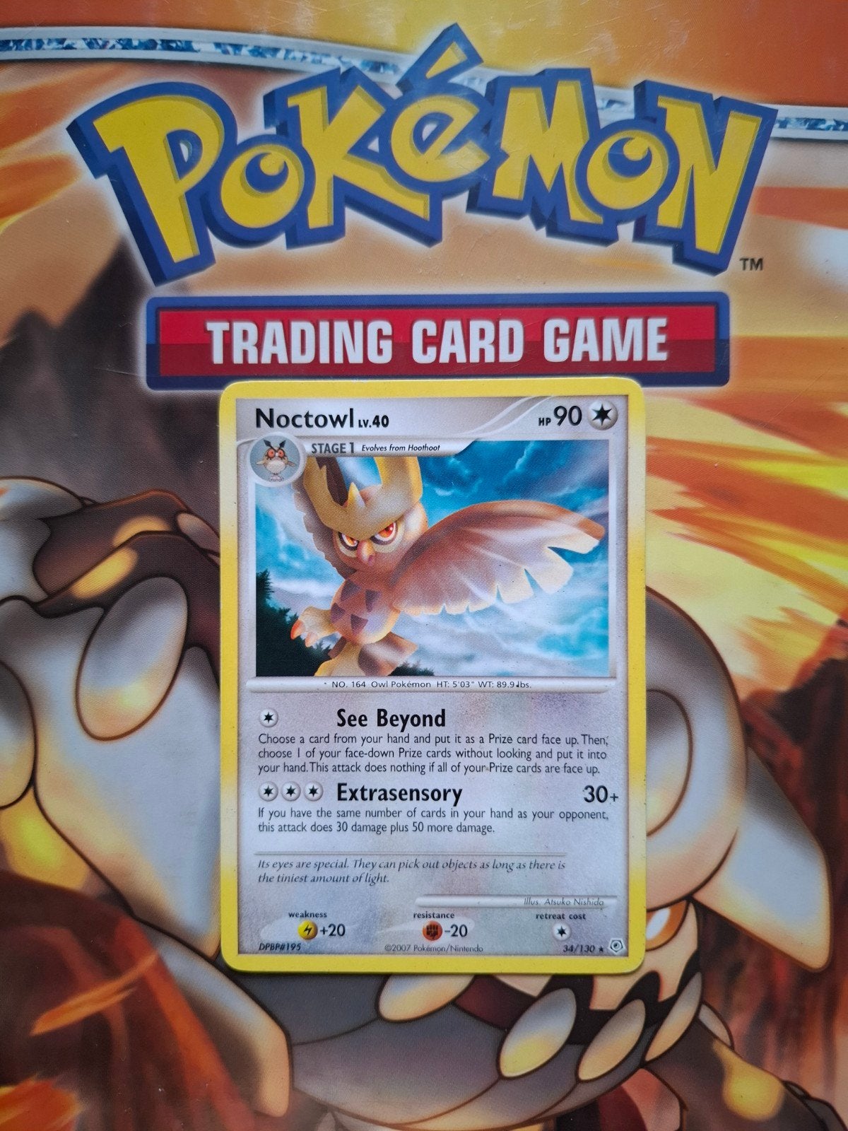 Noctowl 34/130 Diamond&Pearl base set pokemon kaart rare, Ophalen of Verzenden, Gebruikt, Losse kaart
