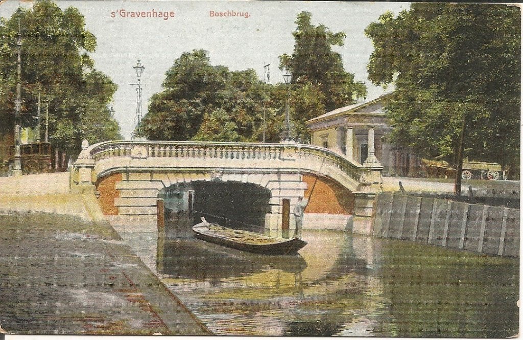 Oude ansichtkaart 's-Gravenhage Boschbrug 1915, Ophalen of Verzenden, Voor 1920, Gelopen, Zuid-Holland
