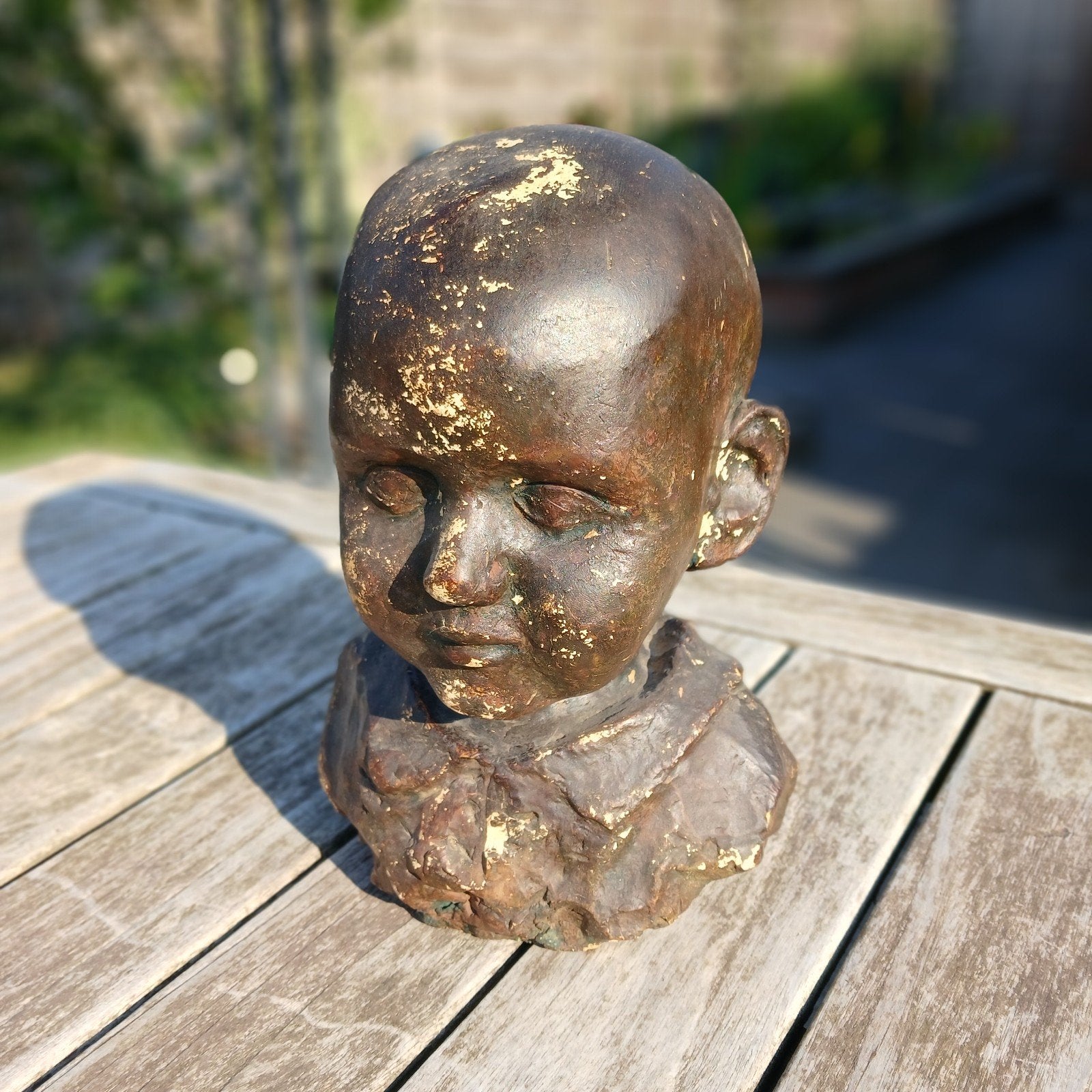 90 jaar oud gipse buste van een kind., Ophalen of Verzenden