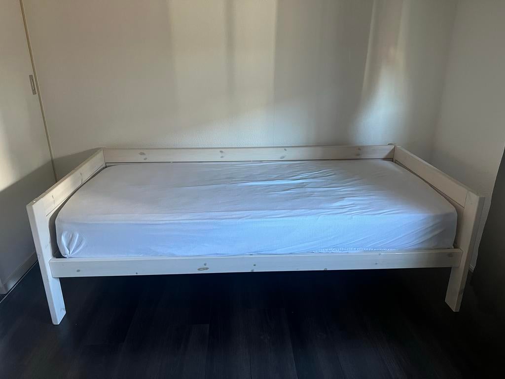 Lifetime kinderbed - Wit (ombouwbaar), Kinderen en Baby's, Kinderkamer | Bedden, Gebruikt, 180 cm of meer, 85 tot 100 cm, Hoogslaper of Stapelbed