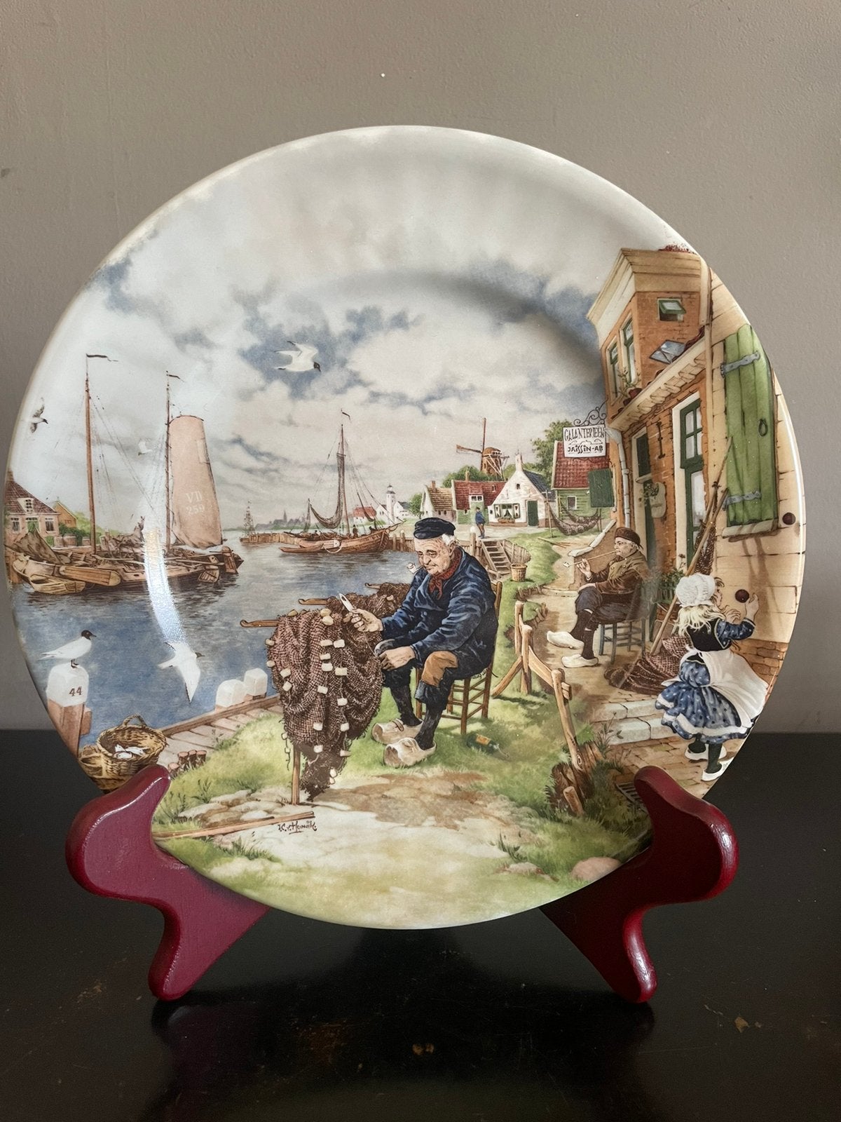 Ter Steege schwabap wandbord met visserij, Antiek en Kunst, Ophalen of Verzenden